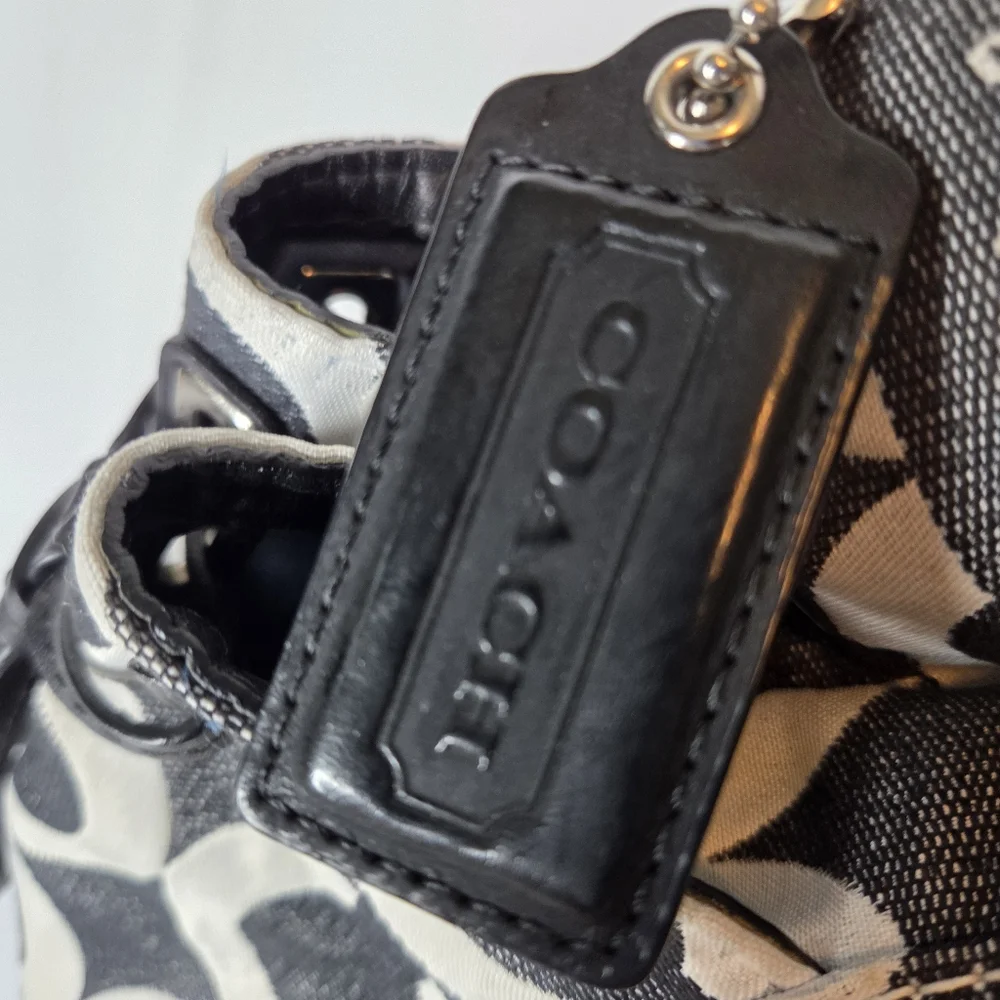 Coach Black and White Signature Purse OP Art - Picture 6 of 13
